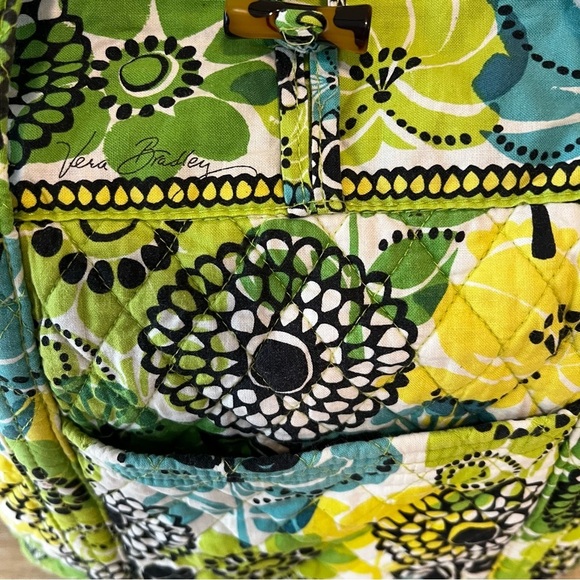 VERA BRADLEY Limes Up 2012 Large Toggle Tote 2 Handles Y2K Yellow Green Floral - Picture 3 of 16